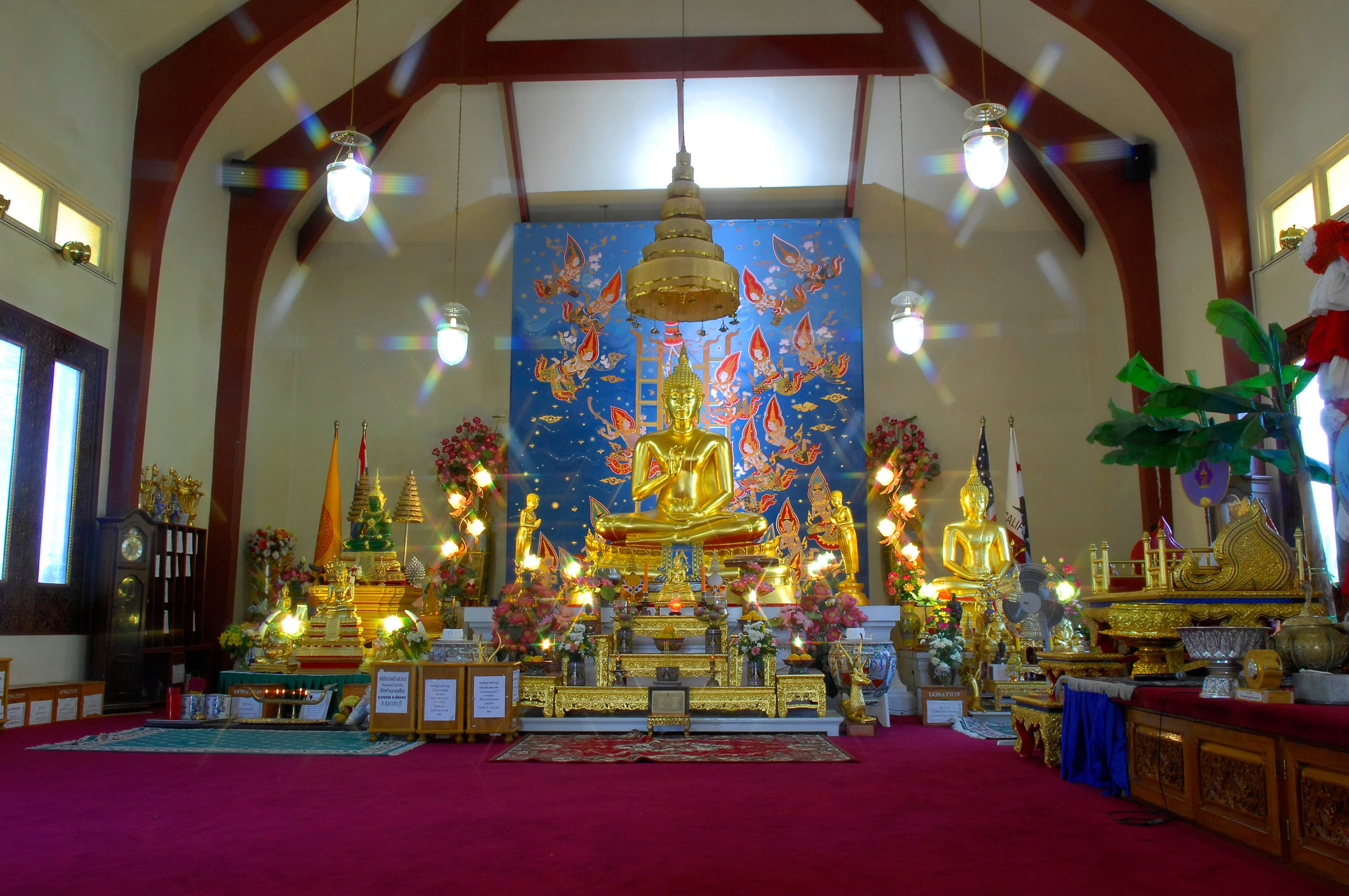 Inside the main prayer hall at Wat Thai of Los Angeles