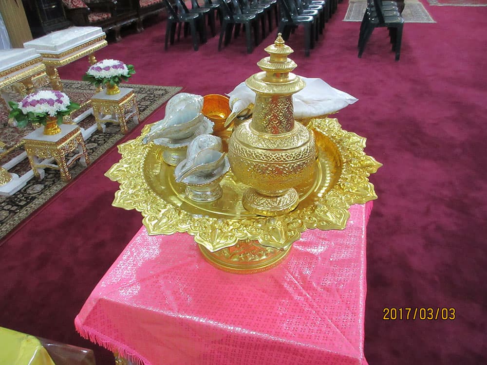 Bride and groom at temple