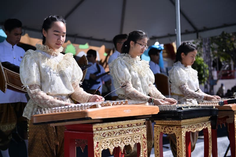 Thai language students learning in class at Wat Thai